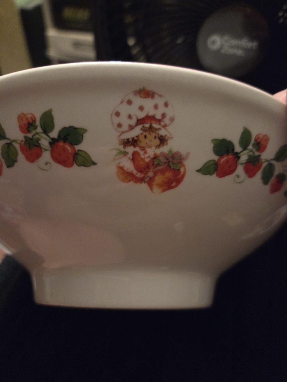 White Strawberry Pattern Ceramic Serving Bowl